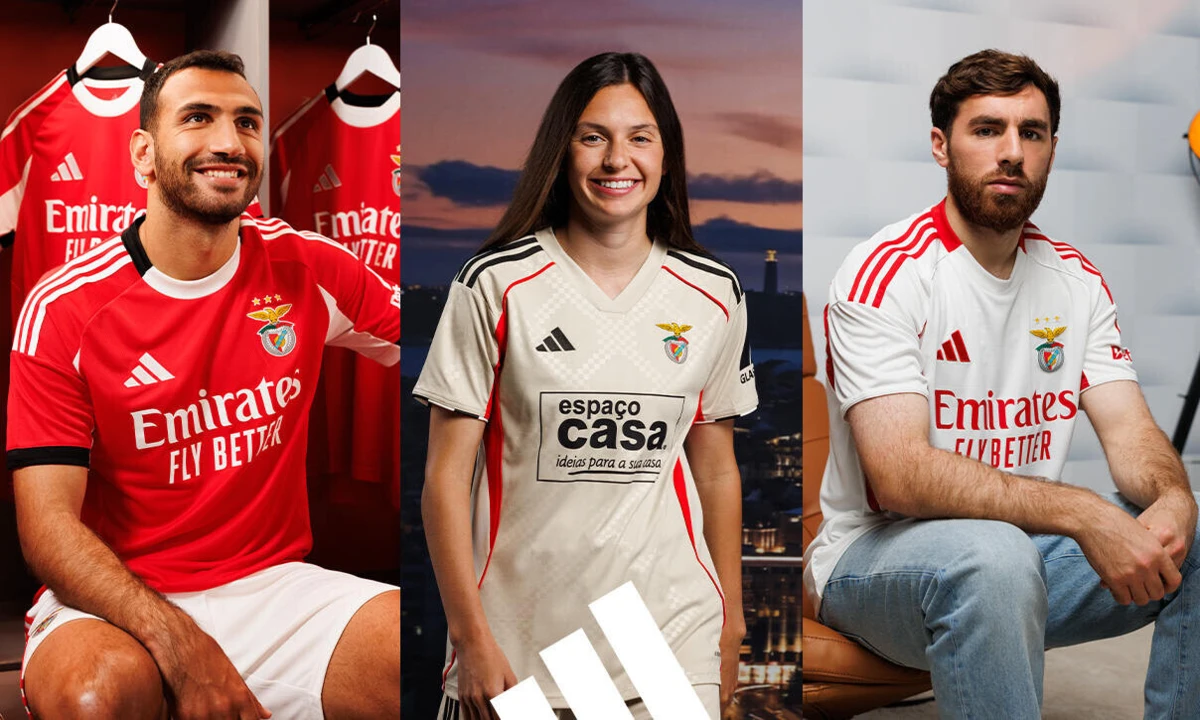 Imagem de contexto do artigo Benfica mostra as três camisolas para a época 2025/26