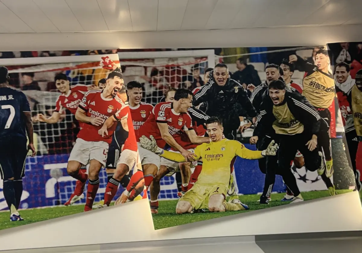 Imagem de contexto do artigo Benfica eterniza golo de Trubin ao lado do túnel de acesso ao relvado