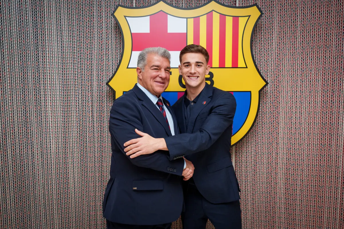 Joan Laporta e Gavi (Créditos: FC Barcelona)