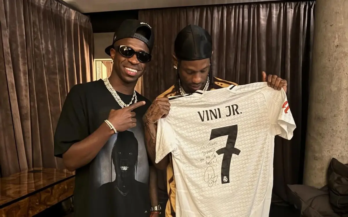 Vinícius Júnior e Travis Scott (créditos: Instagram)