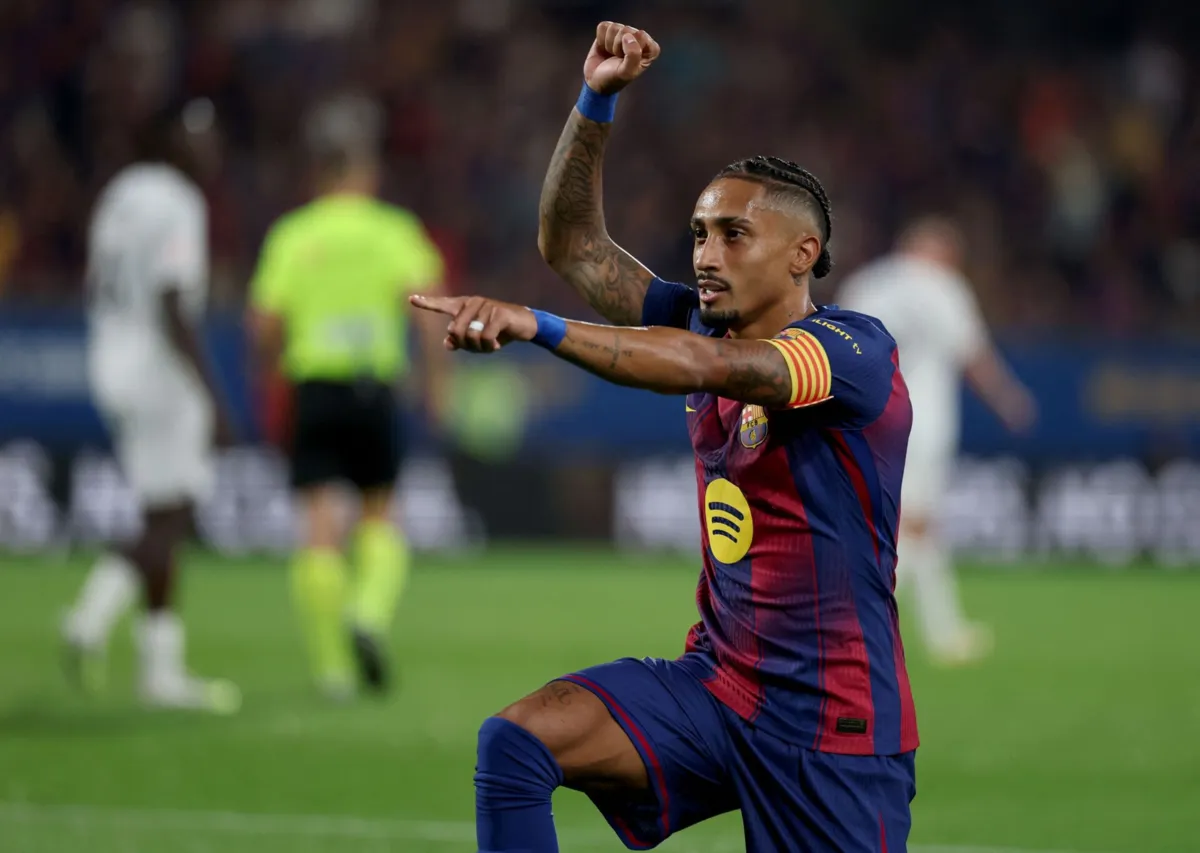 Raphinha brilha agora no Barcelona