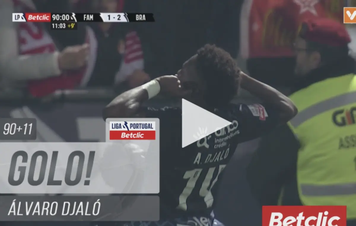 Imagem de contexto do artigo Borja e Djaló operaram a reviravolta do Braga em Famalicão: veja os golos