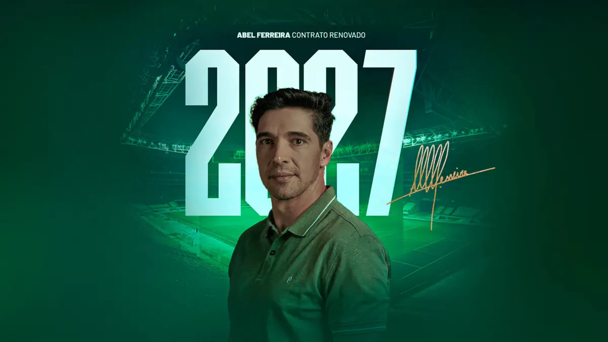 Imagem de contexto do artigo Palmeiras oficializa renovação de contrato de Abel Ferreira até 2027