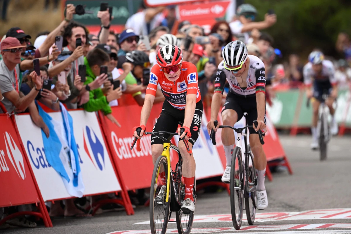 Jonas Vingegaard com João Almeida (Créditos: AFP)