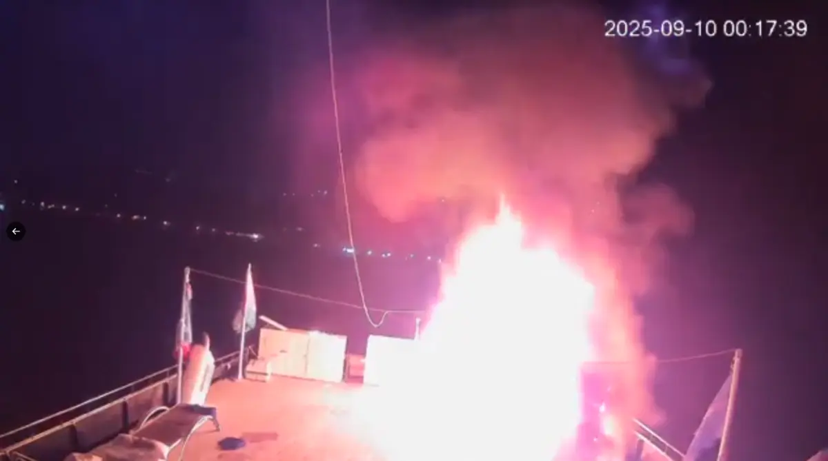 Imagem de contexto do artigo Vídeo: flotilha humanitária que viaja para Gaza denuncia novo ataque incendiário com drone