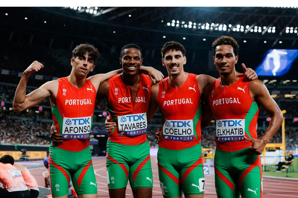 Imagem de contexto do artigo "Extremamente felizes." Federação de Atletismo destaca resultado "extraordinário" da estafeta 4x400 metros nos mundiais