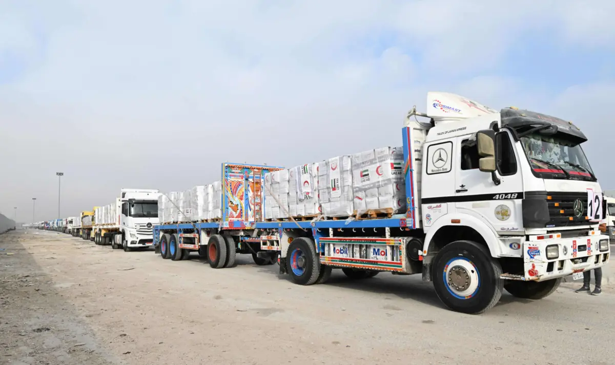 Imagem de contexto do artigo Camiões com 1300 toneladas de ajuda partem do Egito para Gaza