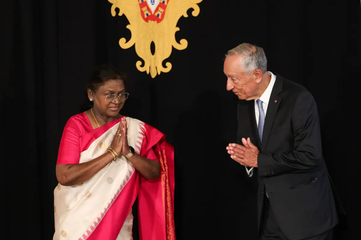 Draupadi Murmu, Presidente da República da Índia, e Marcelo Rebelo de Sousa, Presidente da República Portuguesa