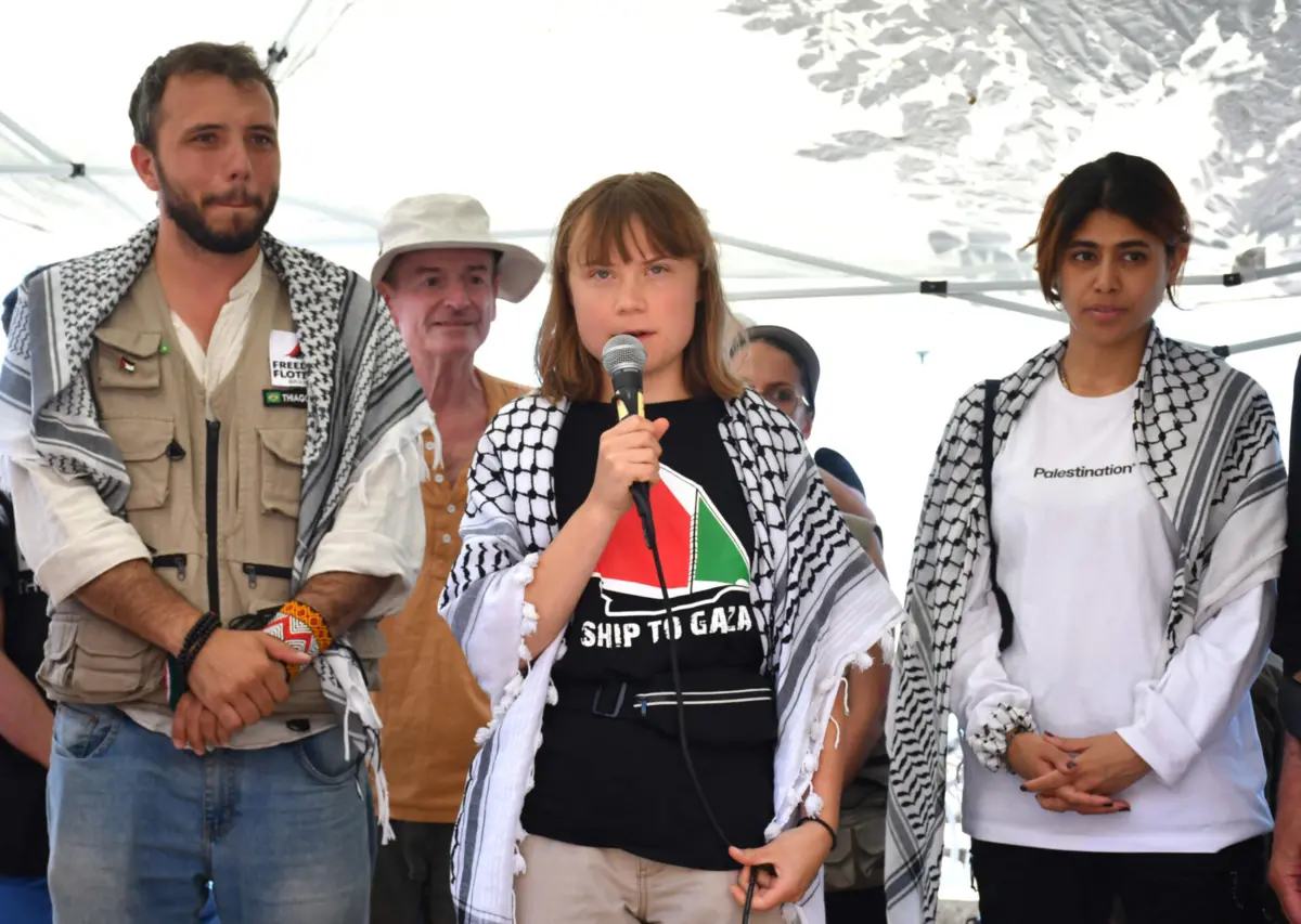 Imagem de contexto do artigo Greta Thunberg e outros ativistas viajam para Gaza em navio humanitário