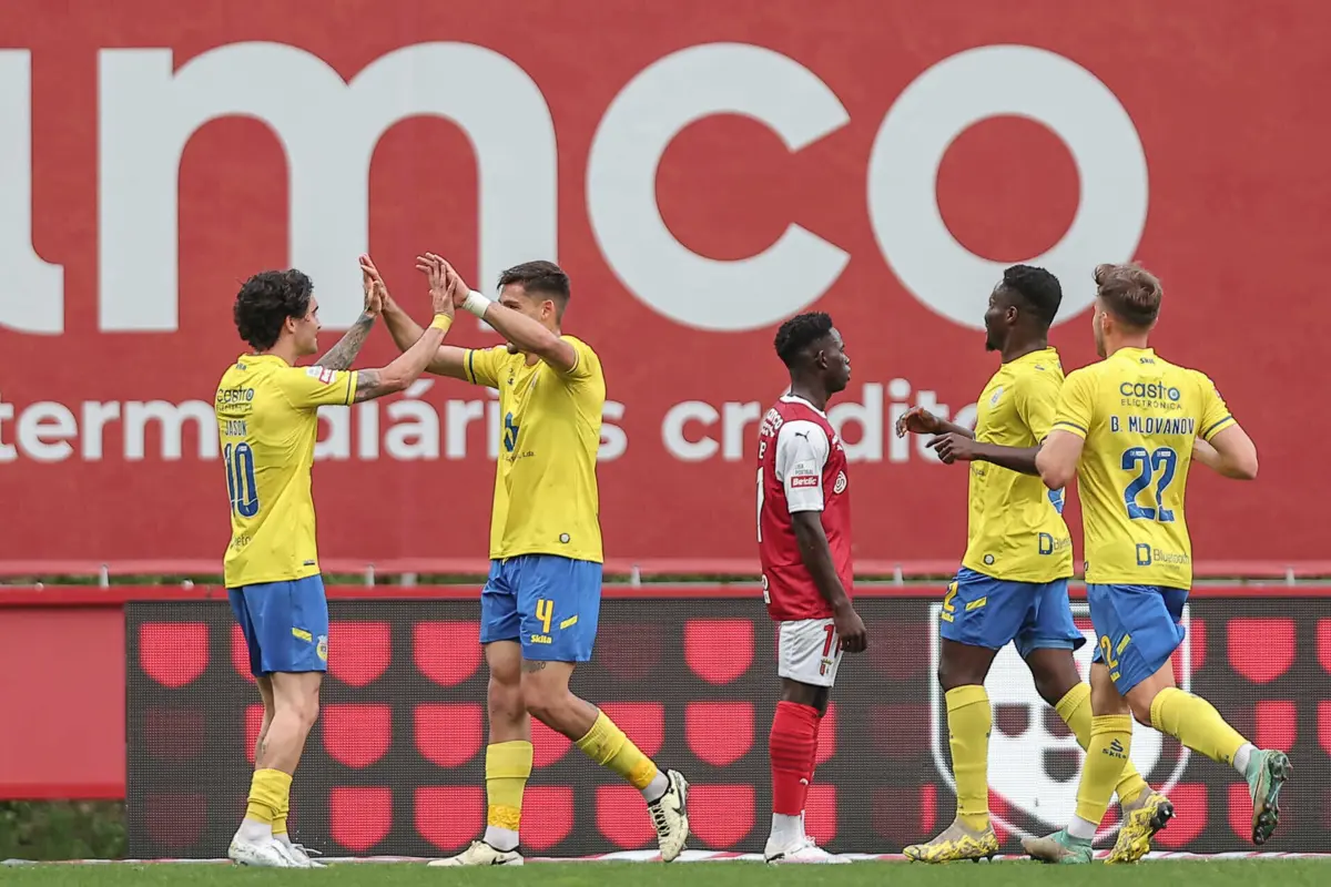 Montero festeja o primeiro golo do Arouca frente ao SC Braga