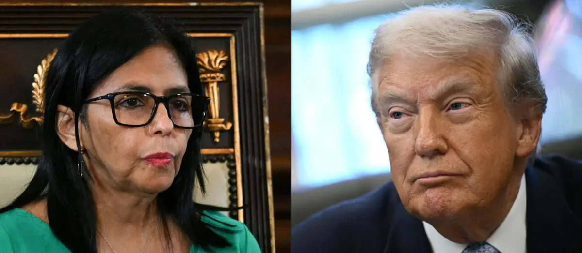 A presidente interina da Venezuela, Delcy Rodriguez, e o Presidente dos EUA, Donald Trump