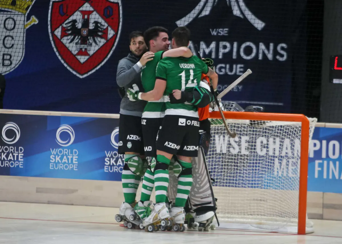 Imagem de contexto do artigo Festa leonina no Pavilhão Rosa Mota. Sporting conquista 4.ª Liga dos Campeões de hóquei em patins