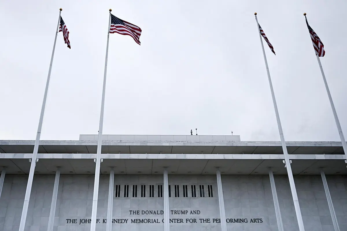 A view of the John F. Kennedy Center for the Performing Arts, which was recently renamed the "Trump Kennedy Center," in Washington, DC, on December 26, 2025. US President Donald Trump's name was affixed to the Kennedy Center in Washington on December 19, 2025, one day after his hand-picked board members voted to rename the arts venue in spite of legal questions. (Photo by Brendan Smialowski / AFP)